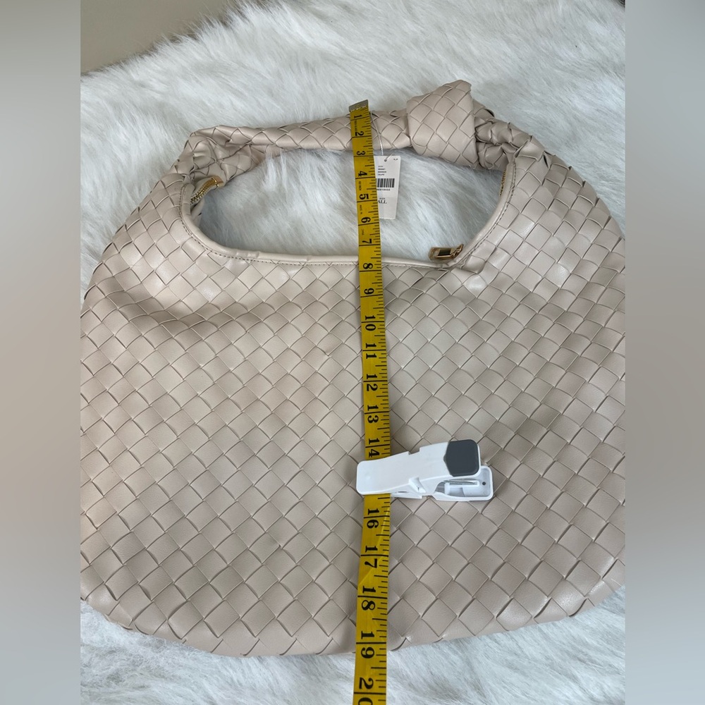 New Melie Blanco Taupe  Woven Hobo laptop Bag - Picture 7 of 13